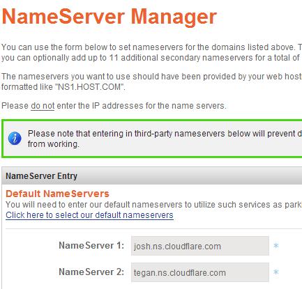 nameserver change cloudflare